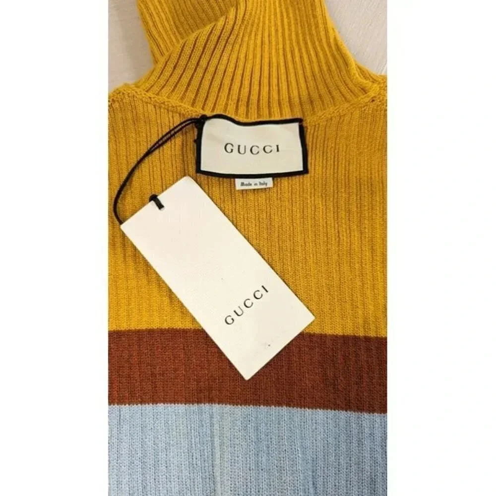 NWT Gucci Men's Wool Multi Striped Turtleneck Sweater Size S (MSRP $980)